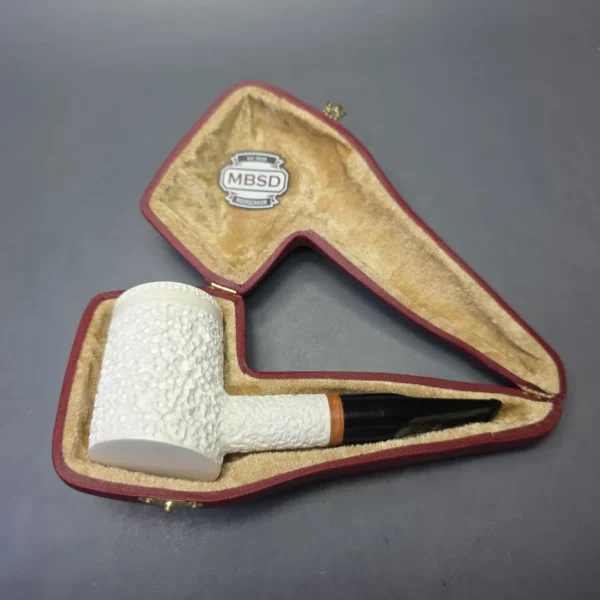 MBSD Meerschaum Deluxe Rusticated Poker with Briar-Mortise (New) - Image 11