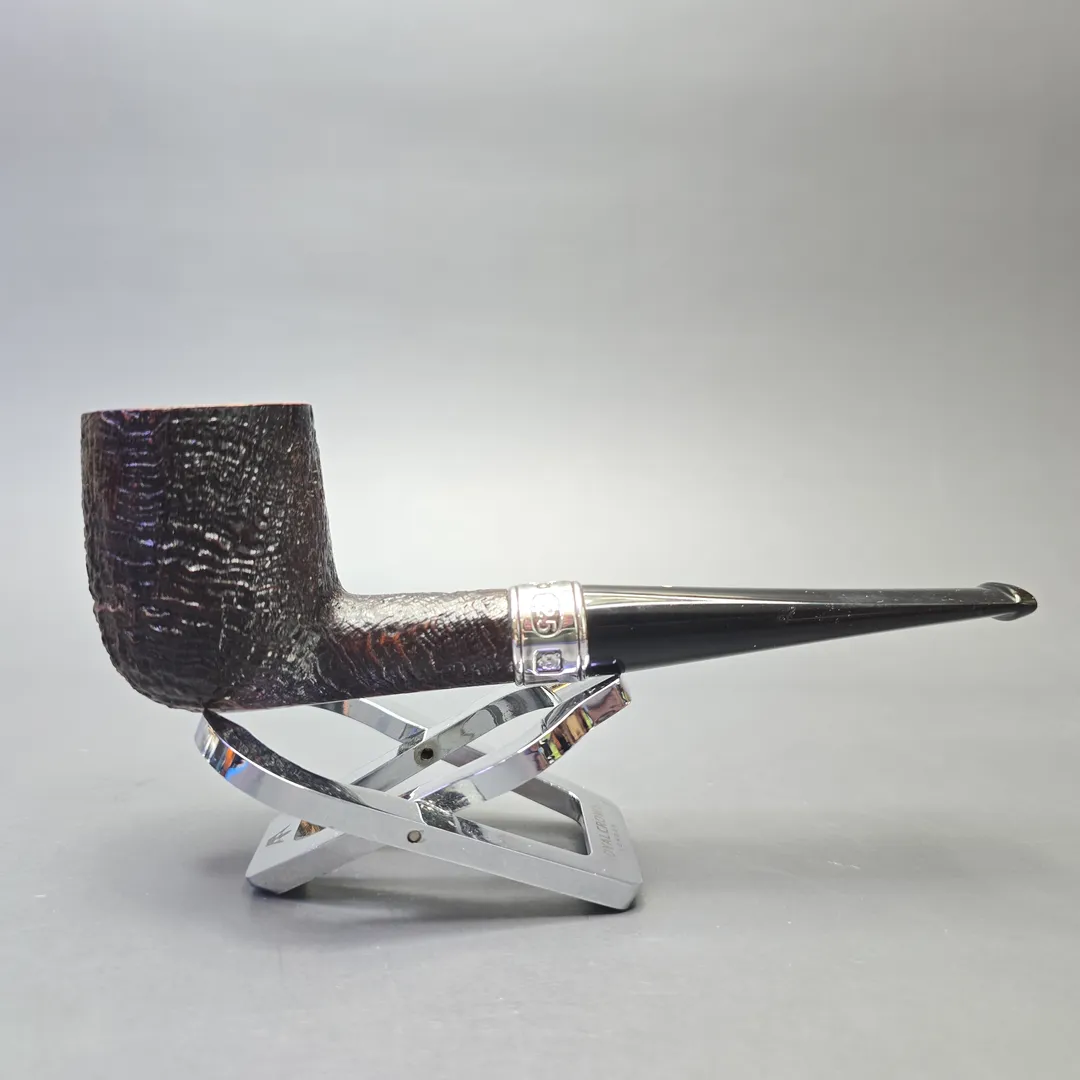 Dunhill (2000) Millennium Hallmark Shell Briar 5103 Sandblasted Billiard with Silver (Estate) - Image 2
