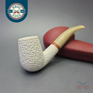 MBSD Meerschaum Deluxe Rusticated Bent Billiard with Briar-Mortise (New)
