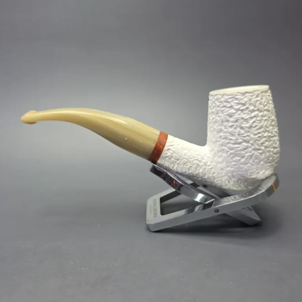 MBSD Meerschaum Deluxe Rusticated Bent Billiard with Briar-Mortise (New) - Image 5