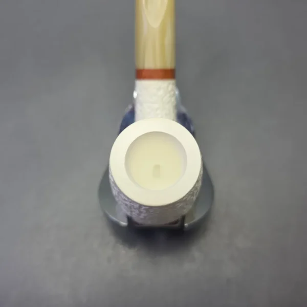 MBSD Meerschaum Deluxe Rusticated Bent Billiard with Briar-Mortise (New) - Image 8