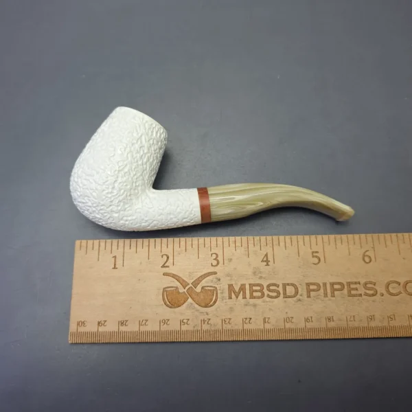 MBSD Meerschaum Deluxe Rusticated Bent Billiard with Briar-Mortise (New) - Image 9