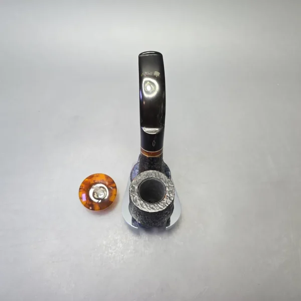 Savinelli for Diebel's Rusticated Oom Paul Sitter with Acrylic Cap (Estate Briar Pipe, Unsmoked - Image 8
