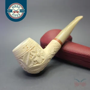 MBSD Meerschaum Deluxe Large Floral Carved Brandy with Briar-Mortise (New)