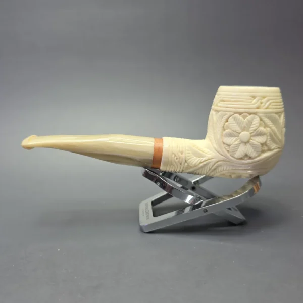 MBSD Meerschaum Deluxe Large Floral Carved Brandy with Briar-Mortise (New) - Image 5