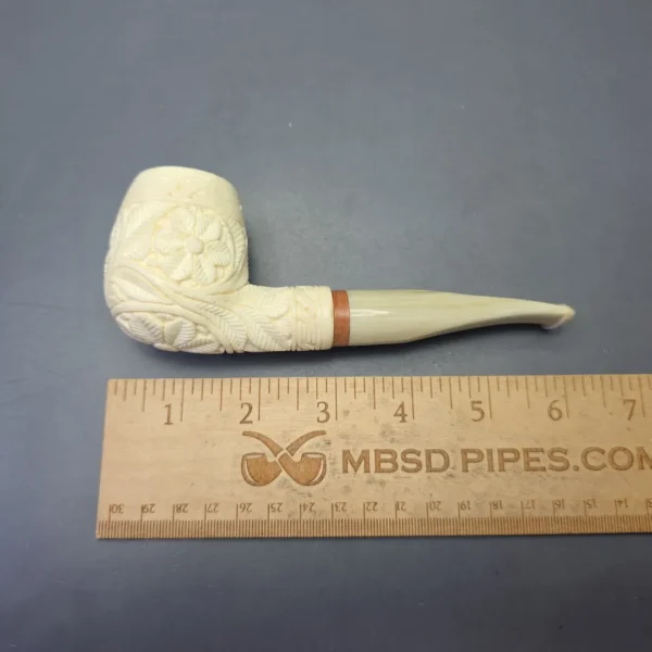 MBSD Meerschaum Deluxe Large Floral Carved Brandy with Briar-Mortise (New) - Image 9