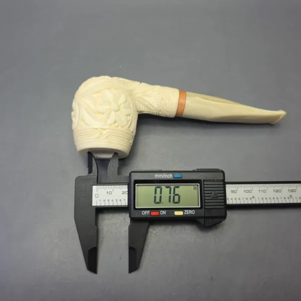 MBSD Meerschaum Deluxe Large Floral Carved Brandy with Briar-Mortise (New) - Image 10