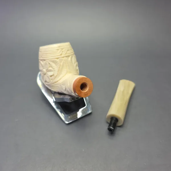 MBSD Meerschaum Deluxe Large Floral Carved Brandy with Briar-Mortise (New) - Image 11