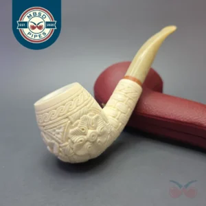 MBSD Meerschaum Deluxe Extra Large Floral Carved Brandy with Briar-Mortise (New)