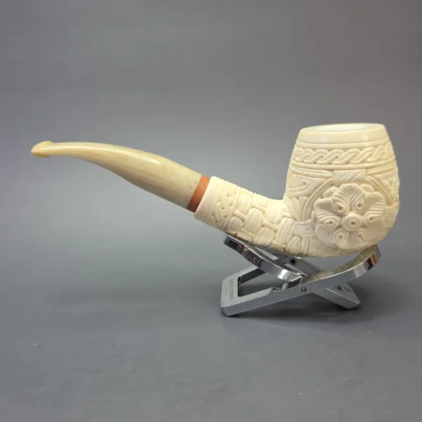 MBSD Meerschaum Deluxe Extra Large Floral Carved Brandy with Briar-Mortise (New) - Image 4