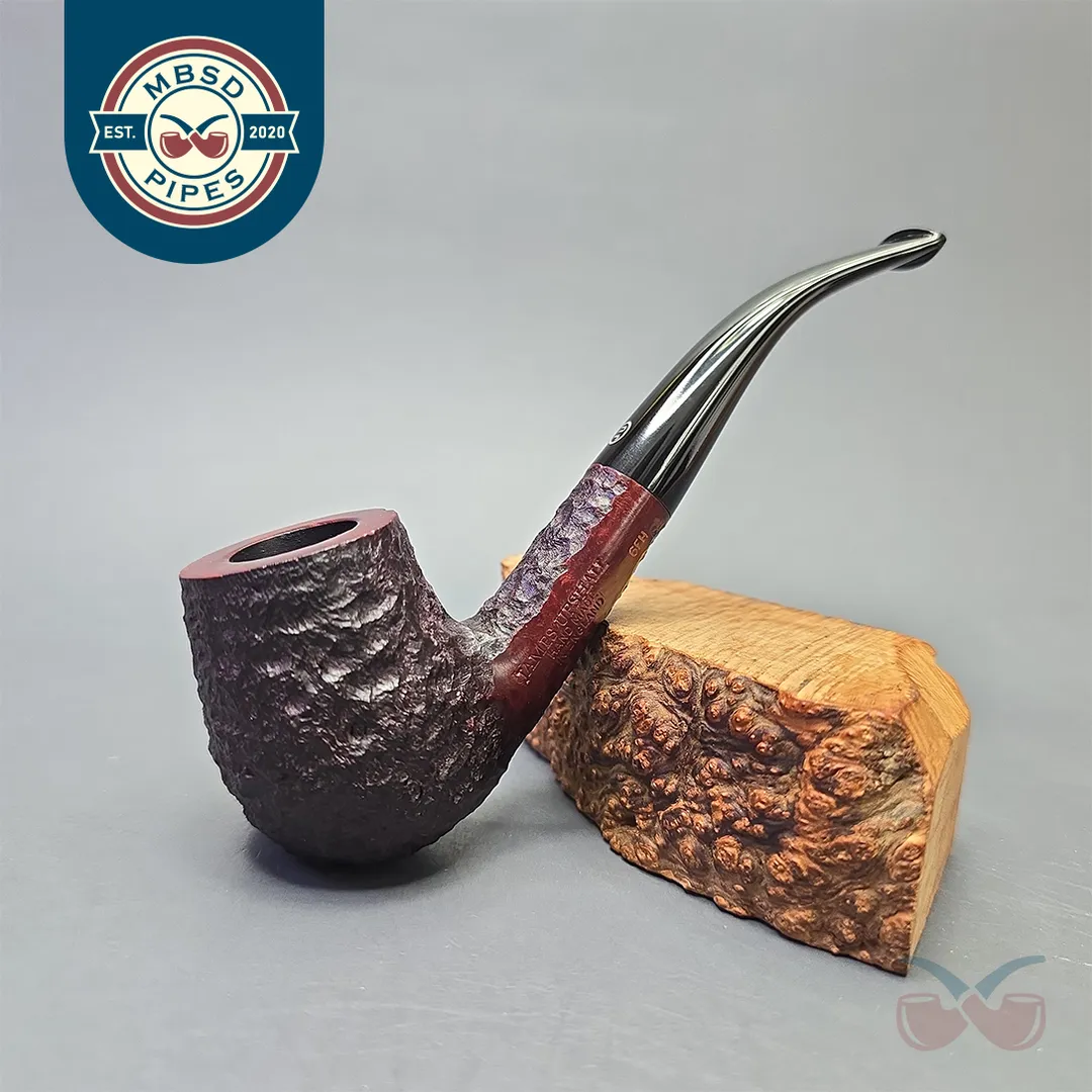 James Upshall Bark Group 6 Partially Rusticated Bent Billiard (Unsmoked Estate)