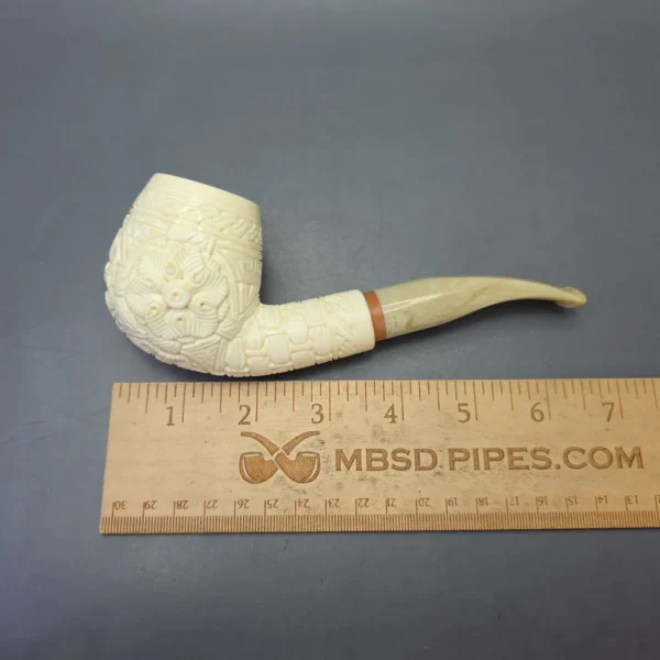 MBSD Meerschaum Deluxe Extra Large Floral Carved Brandy with Briar-Mortise (New) - Image 9