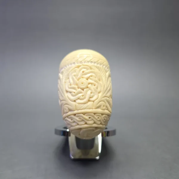 MBSD Meerschaum Deluxe Lare Floral Carved Bent Billiard with Briar-Mortise (New) - Image 4
