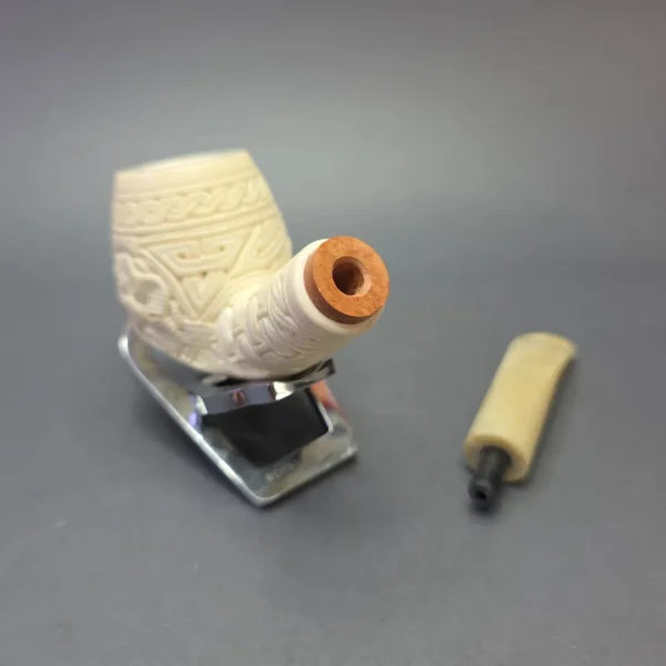 MBSD Meerschaum Deluxe Extra Large Floral Carved Brandy with Briar-Mortise (New) - Image 11