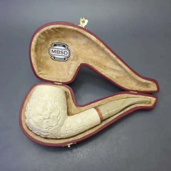 MBSD Meerschaum Deluxe Extra Large Floral Carved Brandy with Briar-Mortise (New) - Image 12