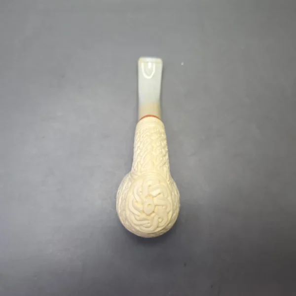 MBSD Meerschaum Deluxe Lare Floral Carved Bent Billiard with Briar-Mortise (New) - Image 10