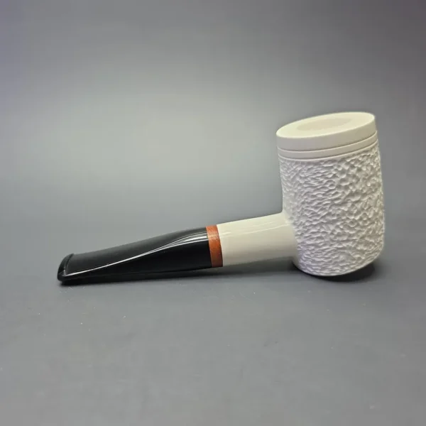 MBSD Meerschaum Deluxe Rusticated Poker with Briar-Mortise (New) - Image 4