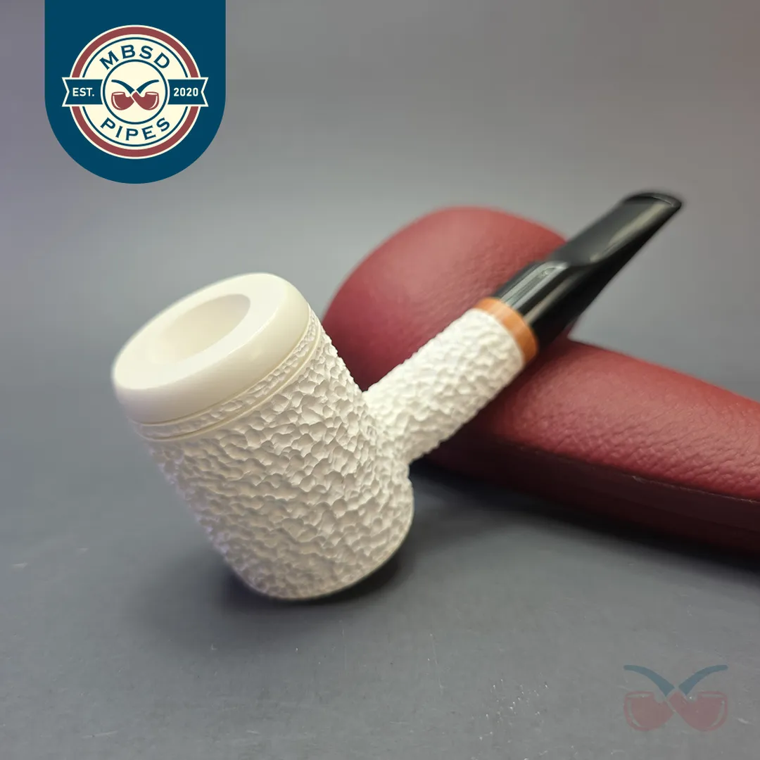 MBSD Meerschaum Deluxe Rusticated Poker with Briar Mortise (New)
