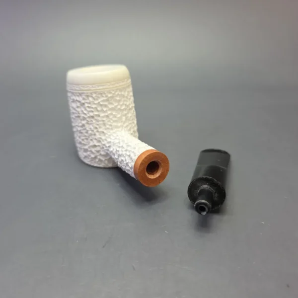 MBSD Meerschaum Deluxe Rusticated Poker with Briar Mortise (New) - Image 10