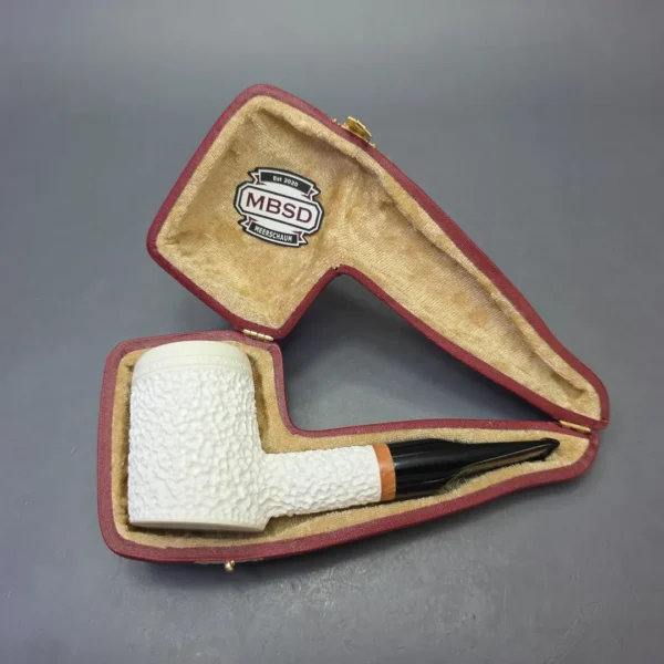 MBSD Meerschaum Deluxe Rusticated Poker with Briar Mortise (New) - Image 11