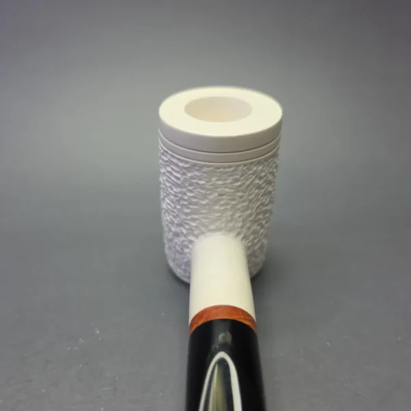 MBSD Meerschaum Deluxe Rusticated Poker with Briar-Mortise (New) - Image 5