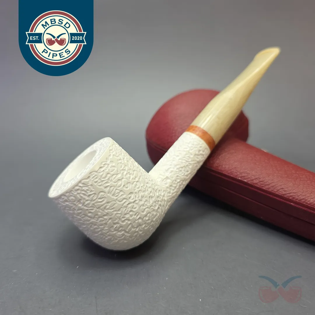 MBSD Meerschaum Deluxe Rusticated Billiard with Briar-Mortise (New)