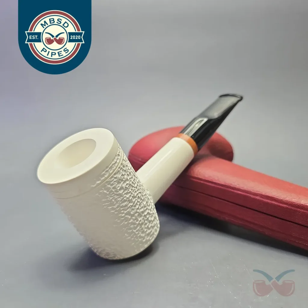 MBSD Meerschaum Deluxe Partially Rusticated Poker with Briar-Mortise (New)