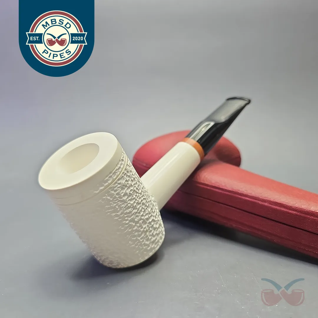 MBSD Meerschaum Deluxe Partially Rusticated Poker with Briar-Mortise (New)