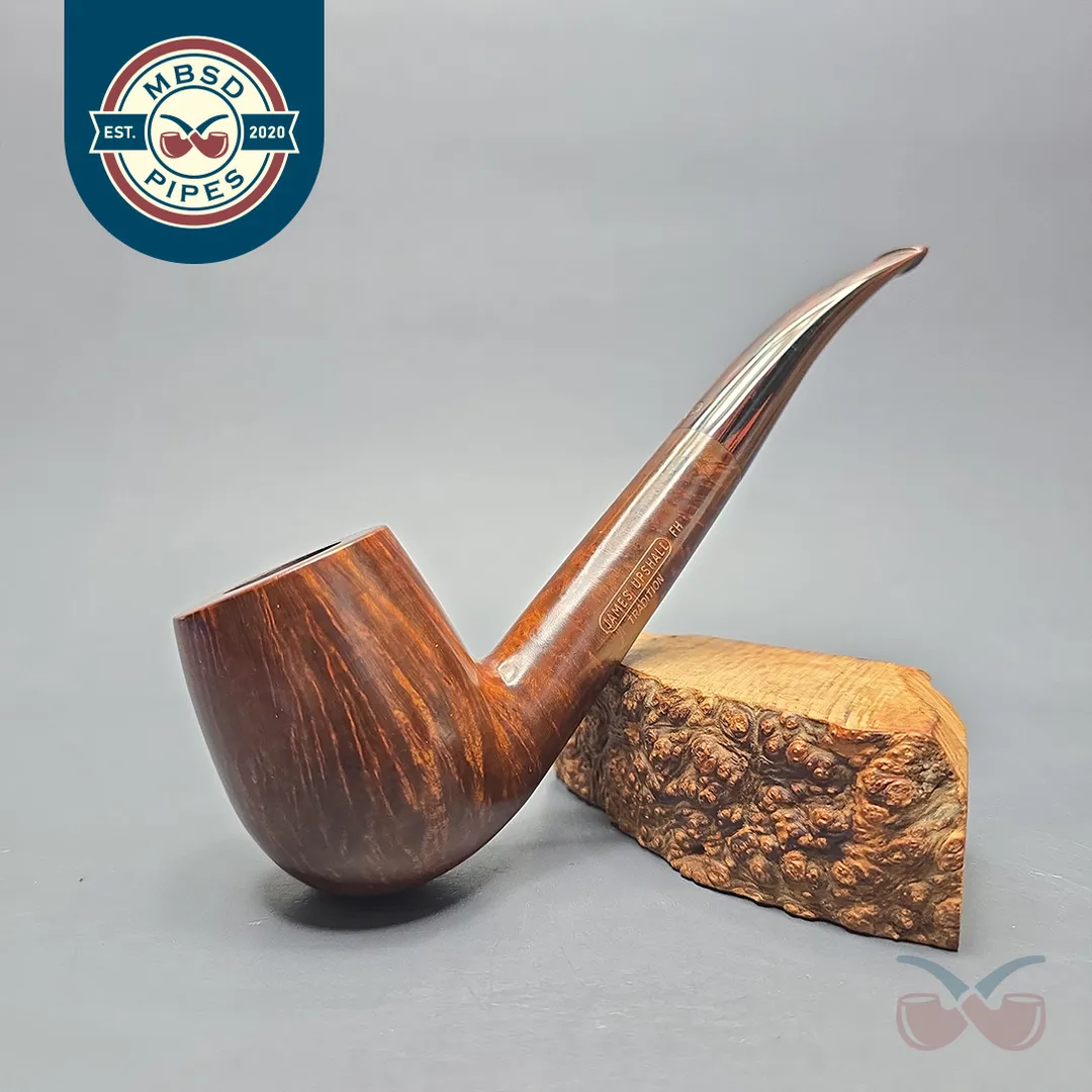 James Upshall Empire Series Tradition Magnum Smooth Long Shank Bent Billiard with Cumberland (Unsmoked Estate)