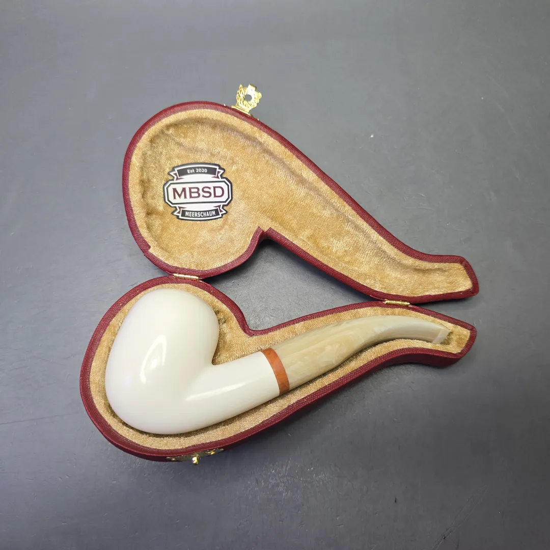 MBSD Meerschaum Deluxe Smooth Bent Billiard with Briar-Mortise (New) - Image 2