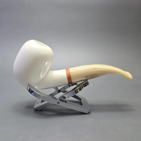 MBSD Meerschaum Deluxe Smooth Bent Billiard with Briar-Mortise (New) - Image 3