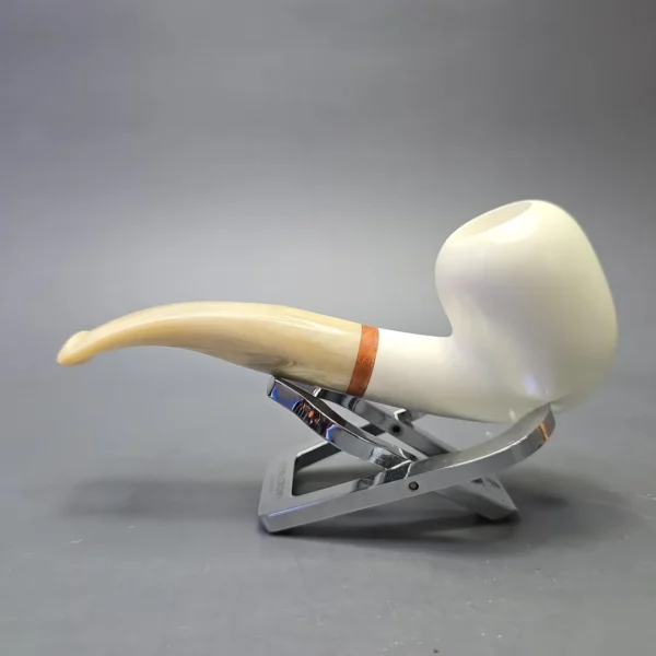 MBSD Meerschaum Deluxe Smooth Bent Billiard with Briar-Mortise (New) - Image 5