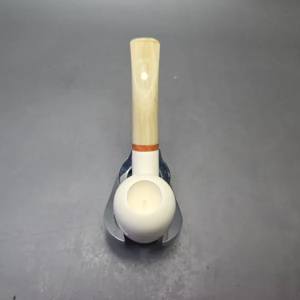 MBSD Meerschaum Deluxe Smooth Bent Billiard with Briar-Mortise (New) - Image 9