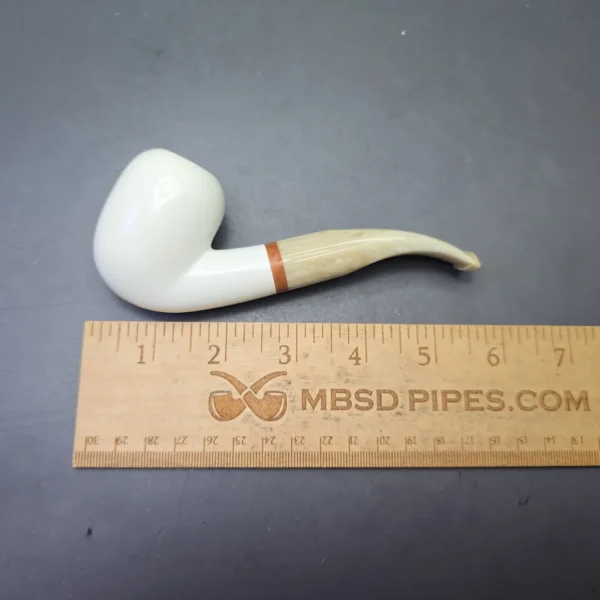MBSD Meerschaum Deluxe Smooth Bent Billiard with Briar-Mortise (New) - Image 11
