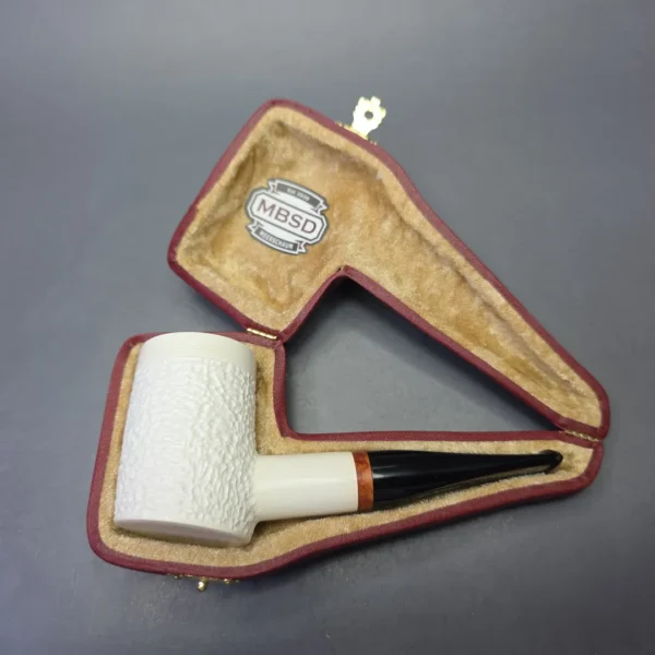 MBSD Meerschaum Deluxe Rusticated Poker with Briar-Mortise (New) - Image 11