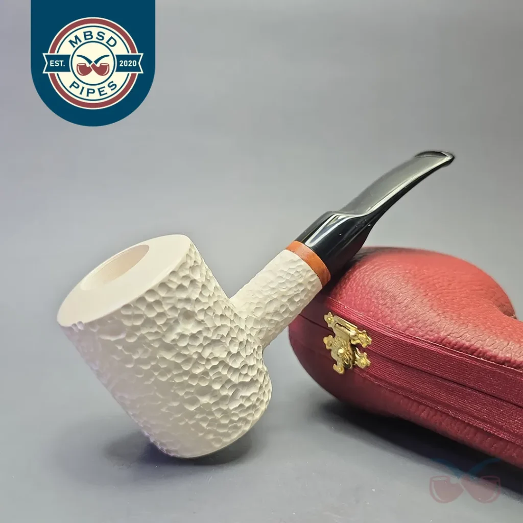 MBSD Meerschaum Deluxe Rusticated Poker with Briar-Mortise (New)