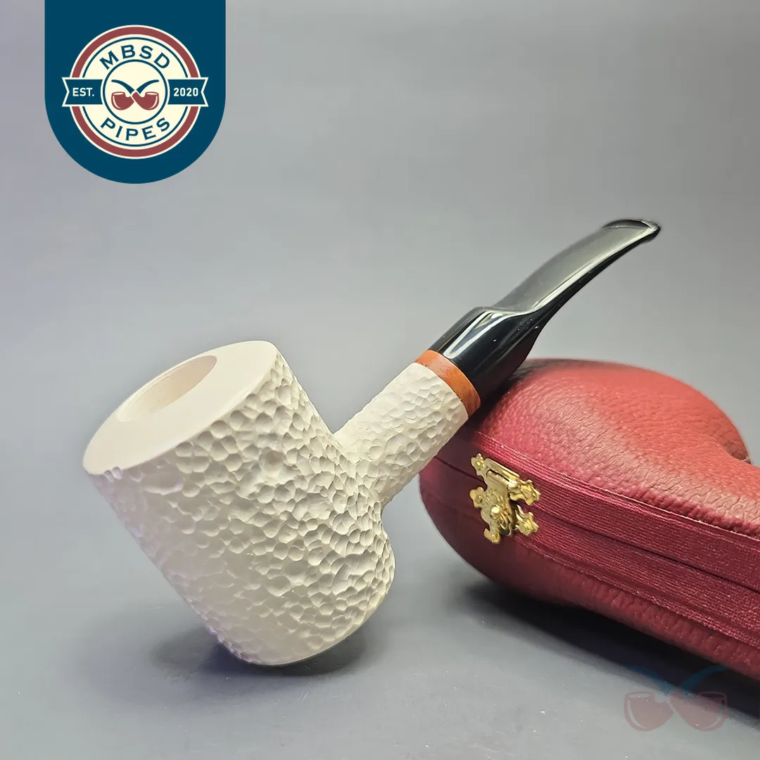 MBSD Meerschaum Deluxe Rusticated Poker with Briar-Mortise (New)