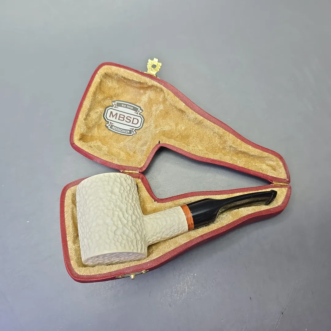 MBSD Meerschaum Deluxe Rusticated Poker with Briar-Mortise (New) - Image 2
