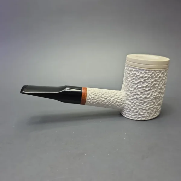 MBSD Meerschaum Deluxe Rusticated Poker with Briar-Mortise (New) - Image 4