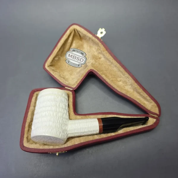 MBSD Meerschaum Deluxe Rusticated Poker with Briar-Mortise (New) - Image 10