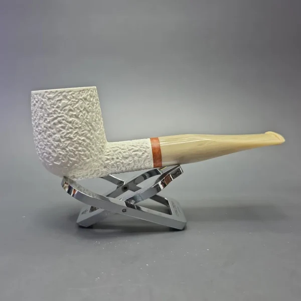 MBSD Meerschaum Deluxe Rusticated Billiard with Briar-Mortise (New) - Image 3