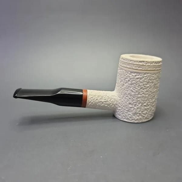MBSD Meerschaum Deluxe Rusticated Poker with Briar-Mortise (New) - Image 4