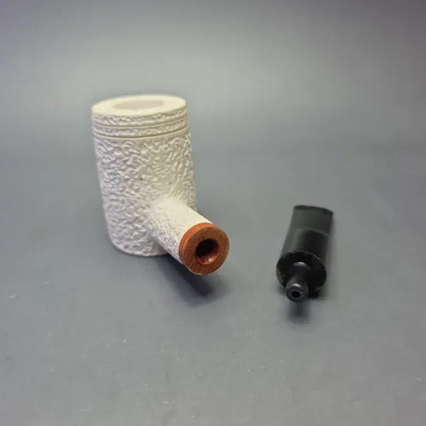 MBSD Meerschaum Deluxe Rusticated Poker with Briar-Mortise (New) - Image 10