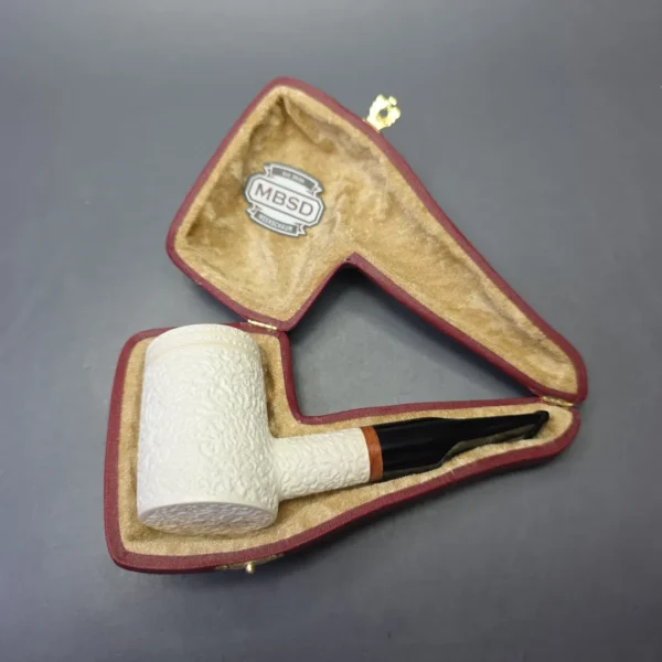 MBSD Meerschaum Deluxe Rusticated Poker with Briar-Mortise (New) - Image 11
