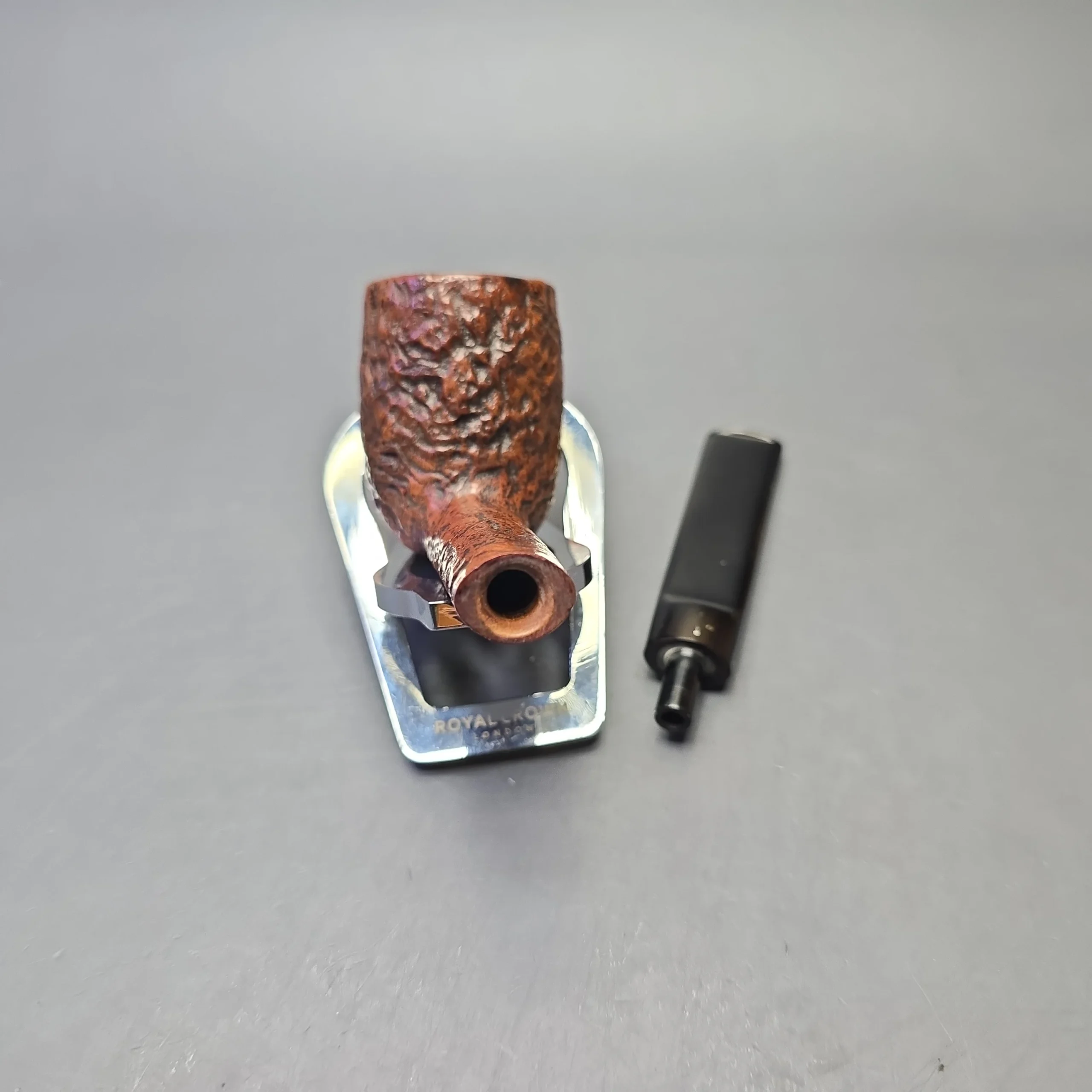 Barling's Make (Pre-Transition) Ye Olde Wood Fossil 455 (EXEXEL) (T.V.F) Sandblasted Oval Shank Billiard (Estate) - Image 2