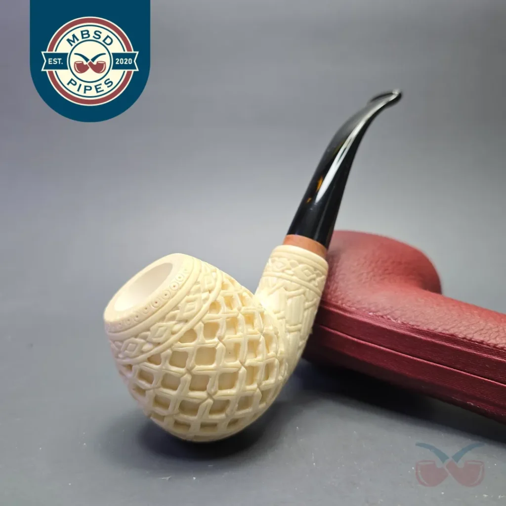 MBSD Meerschaum Deluxe Lattice Carved Brandy with Briar-Mortise (New)