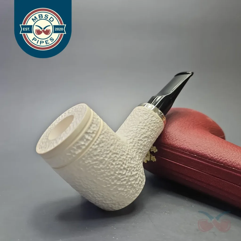 MBSD Meerschaum Silver Rusticated Reverse Calabash Poker (New)