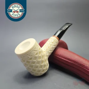 MBSD Meerschaum Deluxe Lattice Carved Poker with Briar-Mortise (New)