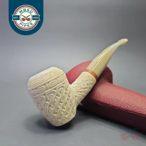 MBSD Meerschaum Deluxe Guilloche Carved Poker with Briar-Mortise (New)