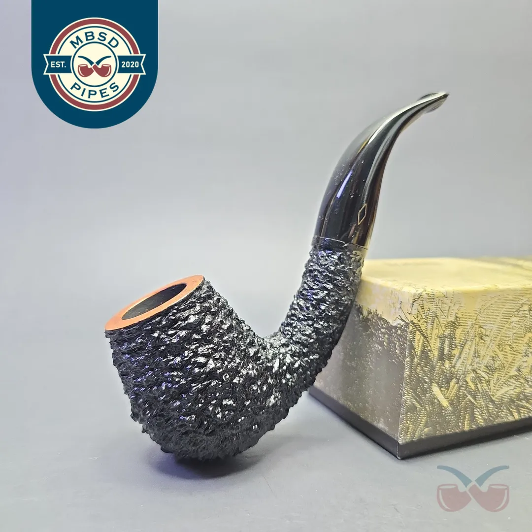 Brebbia Rocciata 9412 Rusticated Bent Billiard (Unsmoked Estate)